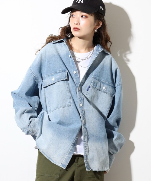 GERRY(ジェリー)の「GERRY ビッグシルエット デニム ワーク 長袖 シャツ(シャツ/ブラウス・メンズ・ネイビー/ブルー・L/LL/M)」の22枚目の写真