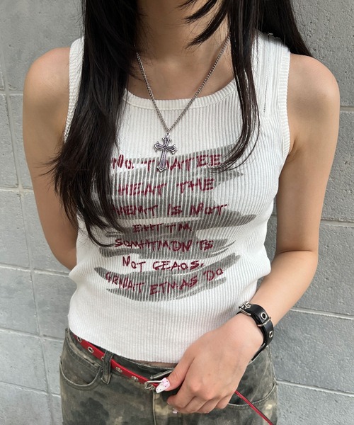 Figments（フィグメンツ）の「ZIPショルダーニットタンク（その他トップス・レディース・ブラック/ホワイト・FREE）」の3枚目の写真