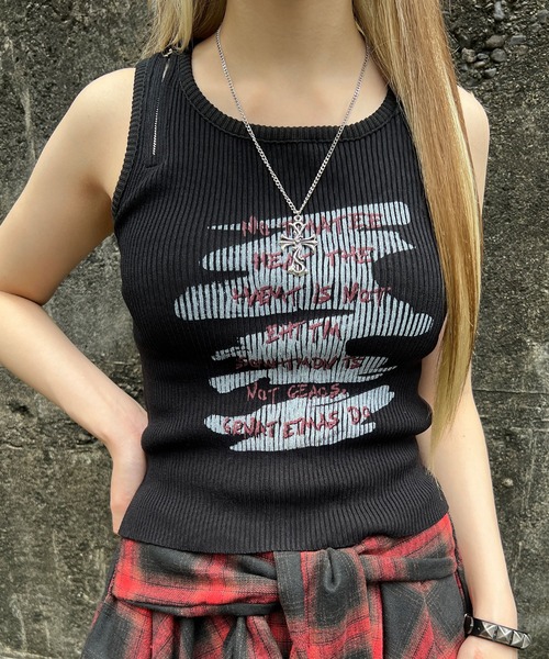 Figments（フィグメンツ）の「ZIPショルダーニットタンク（その他トップス・レディース・ブラック/ホワイト・FREE）」の4枚目の写真