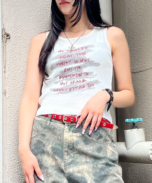 Figments（フィグメンツ）の「ZIPショルダーニットタンク（その他トップス・レディース・ブラック/ホワイト・FREE）」の11枚目の写真