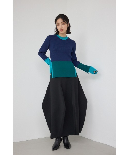 PLUS（プラス）の「【PLUS】コクーンパターンニットスカート（スカート・レディース・ダークブルー/ブラック/マジェンタ・MEDIUM/SMALL）」の5枚目の写真