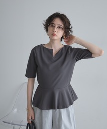 【ZOZO限定】わきこのコスメ部屋コラボ キーネックペプラムトップス