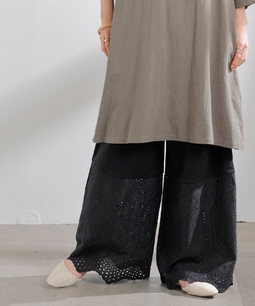 HUG.U(ハグユー)の「ストレッチワイドペチパンツ(その他パンツ・レディース・ブラック/ホワイト系その他3/グレー系その他3/グレー系その他2/ブラック系その他2/グレー系その他/ブラック系その他3/ホワイト系その他2/ブラック系その他/グレー/ホワイト系その他/ホワイト・トール丈/レギュラー丈)」の9枚目の写真