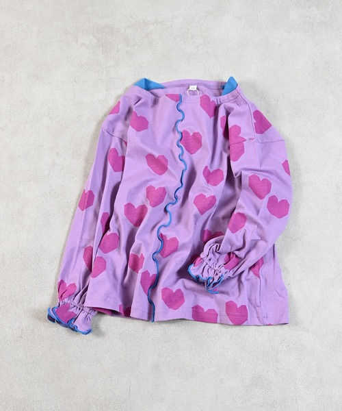 MARKEY'S（マーキーズ）の「総柄フレアスリーブカットソー（Tシャツ/カットソー・キッズ・パープル系その他/ライトグリーン/チャコール・80/90/100/110/120/130/140/150）」の4枚目の写真