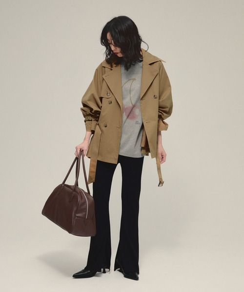 eL（エル）の「【eL】Short Trench Coat/586796（トレンチコート・レディース・ネイビー/ダークベージュ・FREE）」の3枚目の写真