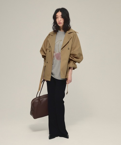 eL（エル）の「【eL】Short Trench Coat/586796（トレンチコート・レディース・ネイビー/ダークベージュ・FREE）」の4枚目の写真