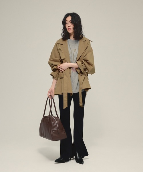 eL（エル）の「【eL】Short Trench Coat/586796（トレンチコート・レディース・ネイビー/ダークベージュ・FREE）」の5枚目の写真