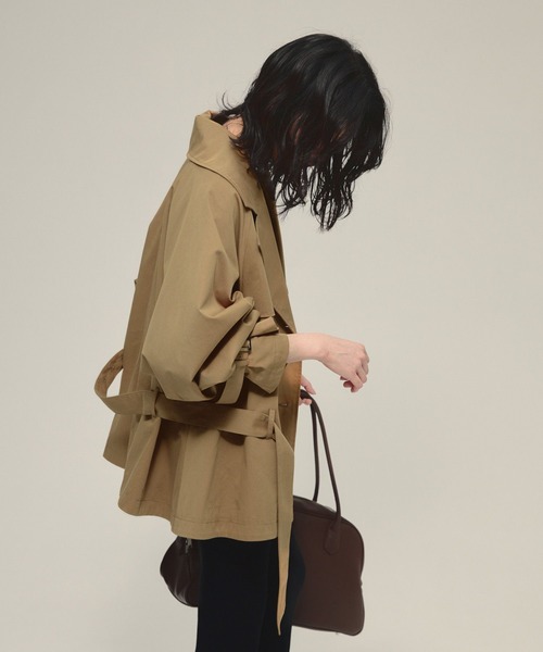 eL（エル）の「【eL】Short Trench Coat/586796（トレンチコート・レディース・ネイビー/ダークベージュ・FREE）」の7枚目の写真