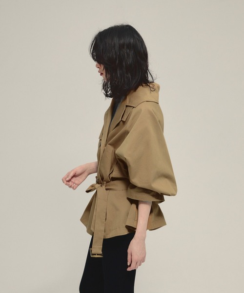 eL（エル）の「【eL】Short Trench Coat/586796（トレンチコート・レディース・ネイビー/ダークベージュ・FREE）」の10枚目の写真