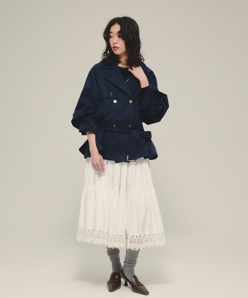 eL（エル）の「【eL】Short Trench Coat/586796（トレンチコート・レディース・ネイビー/ダークベージュ・FREE）」の12枚目の写真