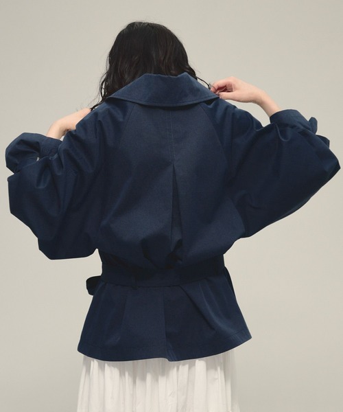 eL（エル）の「【eL】Short Trench Coat/586796（トレンチコート・レディース・ネイビー/ダークベージュ・FREE）」の16枚目の写真