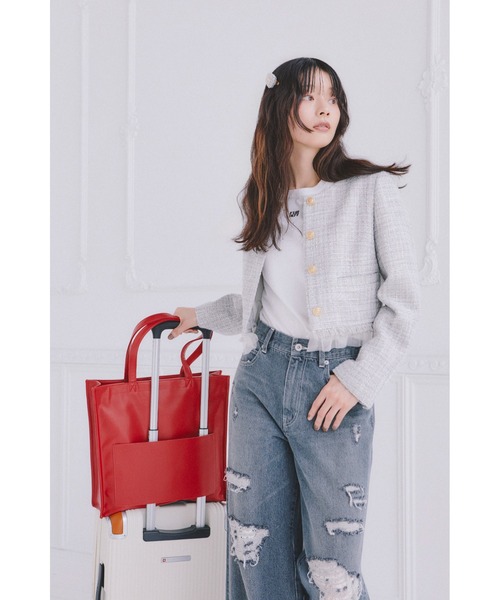 FURFUR（ファーファー）の「【USAGI ONLINE/ZOZOTOWN限定】ファスナー付きキャリーオントートバッグ（トートバッグ・レディース・アイボリー/ブラック/イエロー/レッド/ピンク/ライトブルー/ネイビー/グリーン/ブラウン/ラベンダー・F）」の11枚目の写真