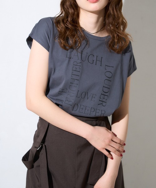 スクエアロゴ フレンチスリーブTシャツ/サイロ コットンTシャツ