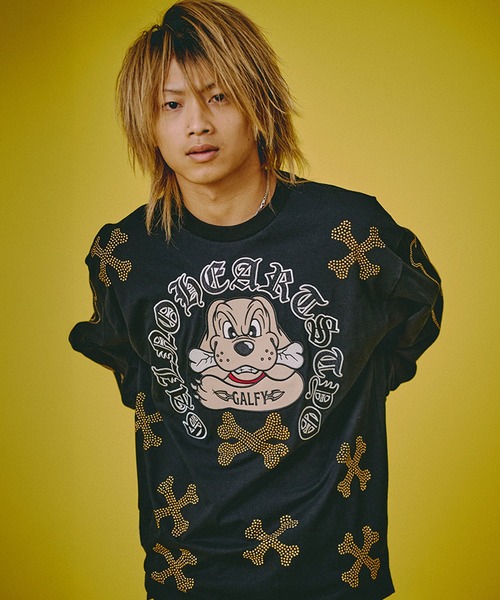 GALFY(ガルフィー)の「【GALFY/ガルフィー】ピカピカ骨骨ロンTee(Tシャツ/カットソー・メンズ・ブラック/ホワイト/グレイッシュベージュ・XL/L/M)」の1枚目の写真