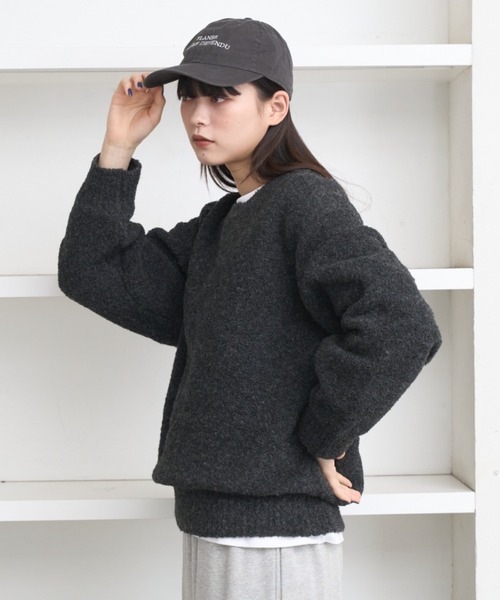 flaner(フラネ)の「Loose boucle knit / ルーズブークレニット(ニット/セーター・レディース・チャコールグレー/ブラウン・MEDIUM/LARGE)」の6枚目の写真