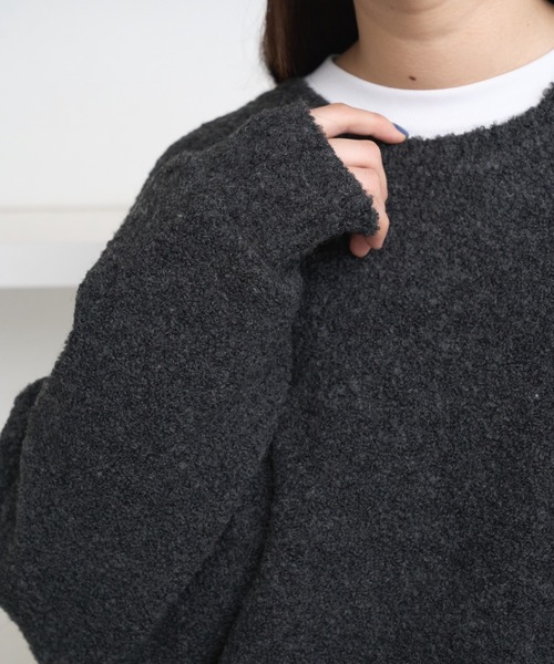 flaner(フラネ)の「Loose boucle knit / ルーズブークレニット(ニット/セーター・レディース・チャコールグレー/ブラウン・MEDIUM/LARGE)」の10枚目の写真