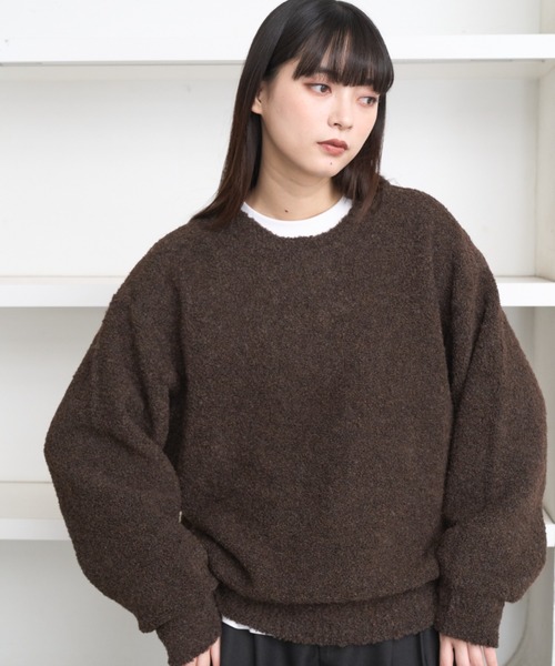flaner(フラネ)の「Loose boucle knit / ルーズブークレニット(ニット/セーター・レディース・チャコールグレー/ブラウン・MEDIUM/LARGE)」の12枚目の写真