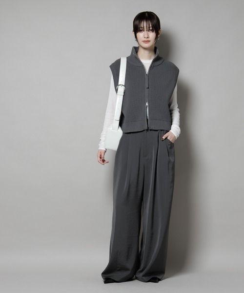 NANO universe（ナノユニバース）の「ダブルジップアップドライバーズニットベスト（ベスト・レディース・グレー/ホワイト/ブラック・FREE）」の10枚目の写真