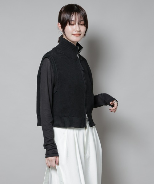 NANO universe（ナノユニバース）の「ダブルジップアップドライバーズニットベスト（ベスト・レディース・グレー/ホワイト/ブラック・FREE）」の21枚目の写真