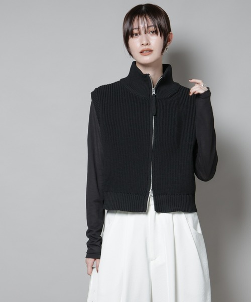 NANO universe（ナノユニバース）の「ダブルジップアップドライバーズニットベスト（ベスト・レディース・グレー/ホワイト/ブラック・FREE）」の22枚目の写真