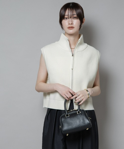 NANO universe（ナノユニバース）の「ダブルジップアップドライバーズニットベスト（ベスト・レディース・グレー/ホワイト/ブラック・FREE）」の14枚目の写真