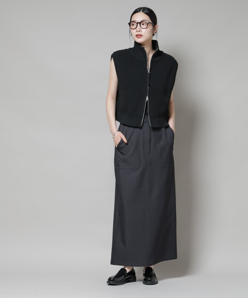 NANO universe（ナノユニバース）の「ダブルジップアップドライバーズニットベスト（ベスト・レディース・グレー/ホワイト/ブラック・FREE）」の6枚目の写真