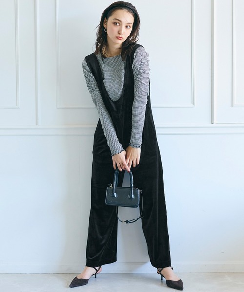 マークアンドロナ　ベルベットつなぎ　ベロアオールインワン　ゴルフウエア　ネイビー ベロアオールインワン[品番：SPRW0002068]｜SpRay（スプレイ）の