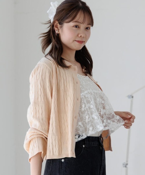 flower（フラワー）の「レーシーポロトップ2（ニット/セーター・レディース・アイボリー/オレンジ・FREE）」の2枚目の写真