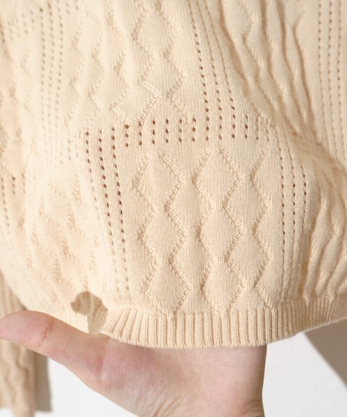 flower（フラワー）の「レーシーポロトップ2（ニット/セーター・レディース・アイボリー/オレンジ・FREE）」の4枚目の写真
