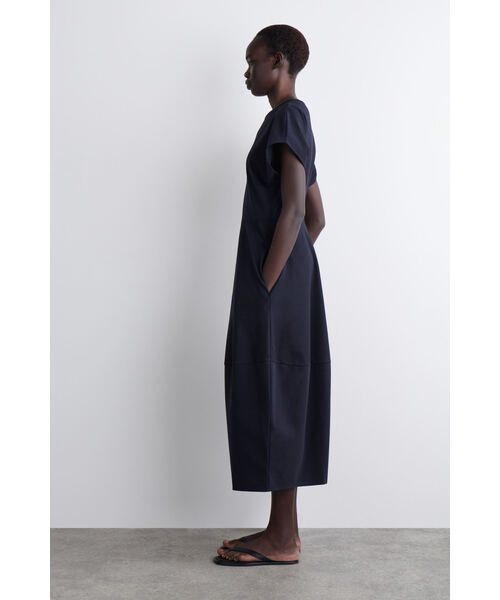 COS ボイルウール ミディワンピース ブラックXS BOILED-WOOL MIDI