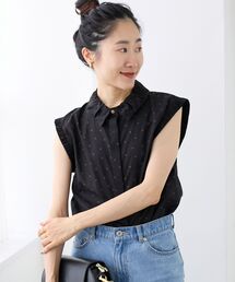 《手洗い可能》ドットエリタックデザインブラウス