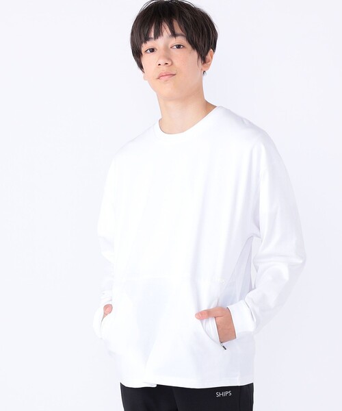 SHIPS（シップス）の「SHIPS KIDS:140～160cm /ファスナー ポケット付き ロング スリーブ Tシャツ（Tシャツ/カットソー・キッズ・ホワイト/ブルー・140/150/160）」の4枚目の写真