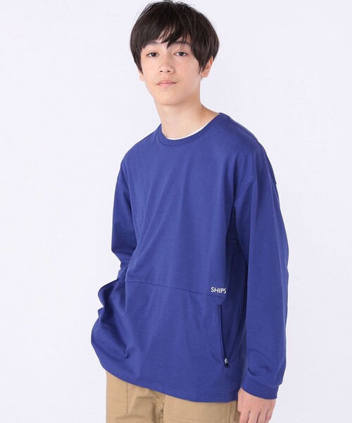 SHIPS（シップス）の「SHIPS KIDS:140～160cm /ファスナー ポケット付き ロング スリーブ Tシャツ（Tシャツ/カットソー・キッズ・ホワイト/ブルー・140/150/160）」の10枚目の写真