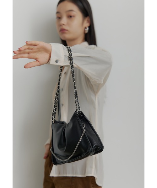 SEN TOKYO（セントーキョー）の「スクエアチェーン巾着ショルダーバッグ（ショルダーバッグ・レディース・ホワイト/ブラウン/ブラック/シルバー・FREE）」の6枚目の写真