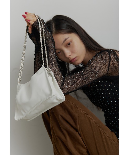 SEN TOKYO（セントーキョー）の「スクエアチェーン巾着ショルダーバッグ（ショルダーバッグ・レディース・ホワイト/ブラウン/ブラック/シルバー・FREE）」の13枚目の写真