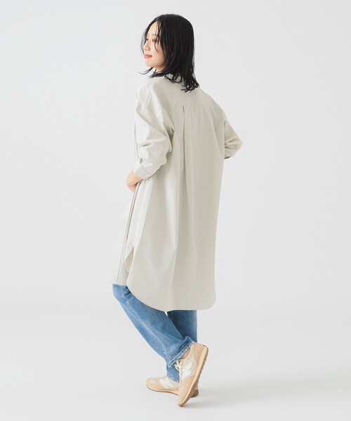 GYMPHLEX(ジムフレックス)の「Gymphlex / バンドカラー シャツ ワンピース(ワンピース・レディース・ベージュ/ライトブラウン・14)」の11枚目の写真