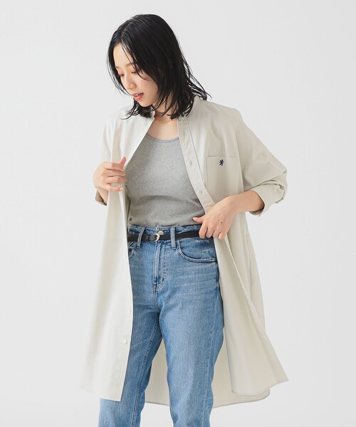 GYMPHLEX(ジムフレックス)の「Gymphlex / バンドカラー シャツ ワンピース(ワンピース・レディース・ベージュ/ライトブラウン・14)」の12枚目の写真