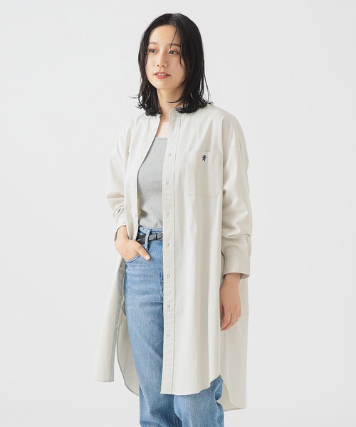 GYMPHLEX(ジムフレックス)の「Gymphlex / バンドカラー シャツ ワンピース(ワンピース・レディース・ベージュ/ライトブラウン・14)」の13枚目の写真