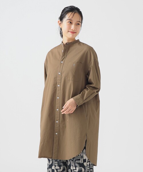 GYMPHLEX(ジムフレックス)の「Gymphlex / バンドカラー シャツ ワンピース(ワンピース・レディース・ベージュ/ライトブラウン・14)」の4枚目の写真