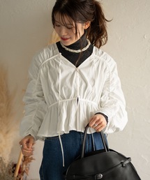 Muffiny（マフィニー）の「フロントリボンギャザーブラウス（シャツ/ブラウス）」