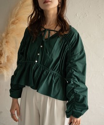 Muffiny（マフィニー）の「フロントリボンギャザーブラウス（シャツ/ブラウス）」