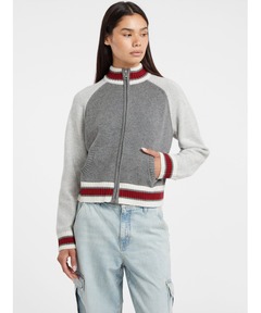 GUESS JEANS Long Sleeves Zipped Back Intarsia Cardi