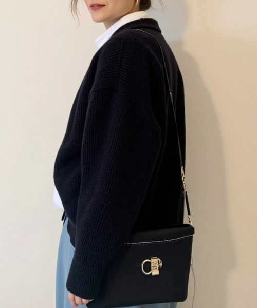 cammie(キャミー)の「ダブルパールライクボタンリブニットカーディガン(カーディガン/ボレロ・レディース・グリーン/ブラック/オフホワイト/ピンク/サックスブルー/ラベンダー・F)」の11枚目の写真