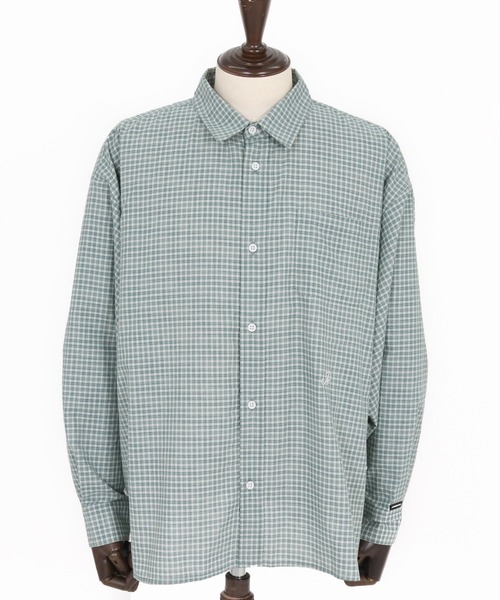 ADAM PATEK（アダムパテック）の「【ADAMPATEK/アダムパテック】small check wide shirt  チェックシャツ（シャツ/ブラウス・メンズ・グリーン/ブラック・1/2）」の15枚目の写真
