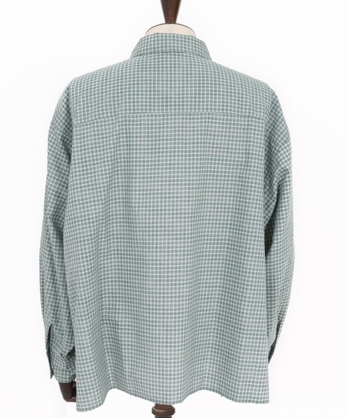 ADAM PATEK（アダムパテック）の「【ADAMPATEK/アダムパテック】small check wide shirt  チェックシャツ（シャツ/ブラウス・メンズ・グリーン/ブラック・1/2）」の3枚目の写真