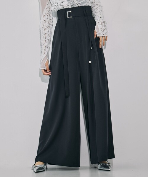 ストリングクロスタックワイドパンツ｜ウォッシャブル/防シワ