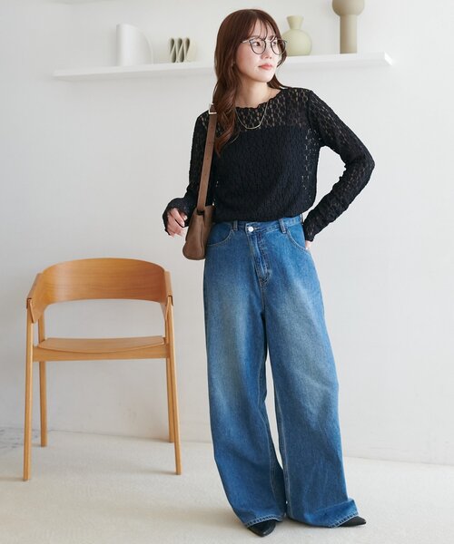 DISCOAT(ディスコート)の「【WEB限定】レースロングスリーブ(Tシャツ/カットソー・レディース・ブラウン/アイボリー/ブラック・FREE)」の20枚目の写真