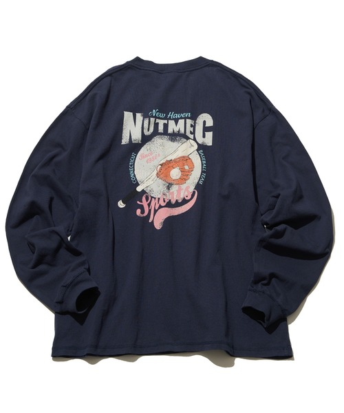 NO NEED(ノーニード)の「【NUTMEG/ナツメグ】BASEBALLロンT(Tシャツ/カットソー・メンズ・ネイビー/ホワイト・M/L)」の2枚目の写真