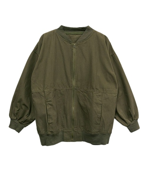 MARAI(マーライ)の「MA-1ジャケット オーバーサイズ ミリタリーアウター(MA-1・レディース・ベージュ/ブラック/カーキ・M~L/LL~3L/4L~5L)」の10枚目の写真