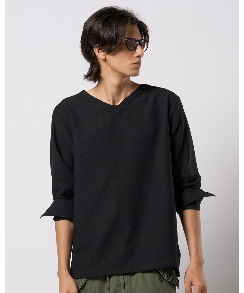 wjk(ダヴルジェイケイ)の「boat V-neck pullover shirt(シャツ/ブラウス・メンズ・ブラック/チャコールグレー/ナチュラル・SMALL/MEDIUM/LARGE/X-LARGE)」の15枚目の写真